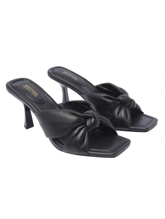 MICHAEL Michael Kors Shoes - MICHAEL Michael Kors Black Knotted Square-Toe Mule Heels